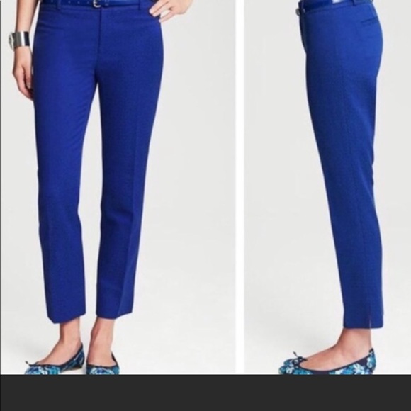 Banana Republic Royal Blue Textured Fabric Ankle Pants.  Size 2 - Picture 1 of 13
